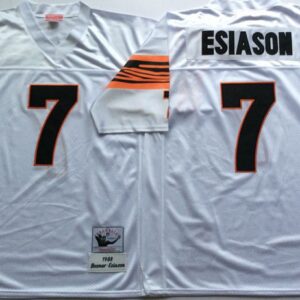 Mitchell and Ness Bengals 7 Boomer Esiason Throwback White Jersey