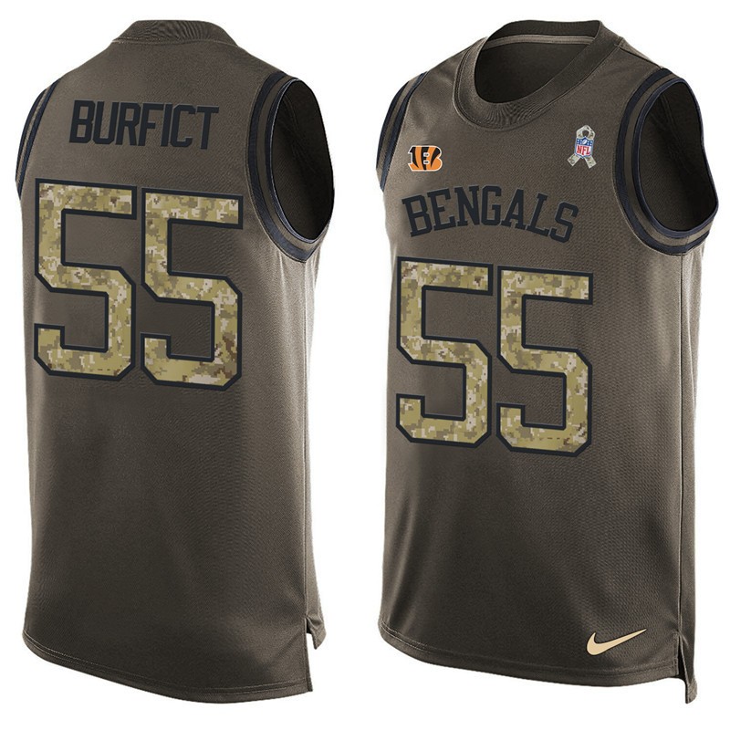 Nike Bengals 55 Vontaze Burfict Olive Green Salute To Service Tank Top