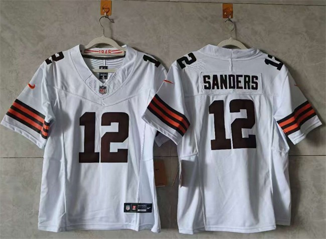 Nike Browns 12 Shedeur Sanders White F.U.S.E. Vapor Limited Women Jersey(Run Small)