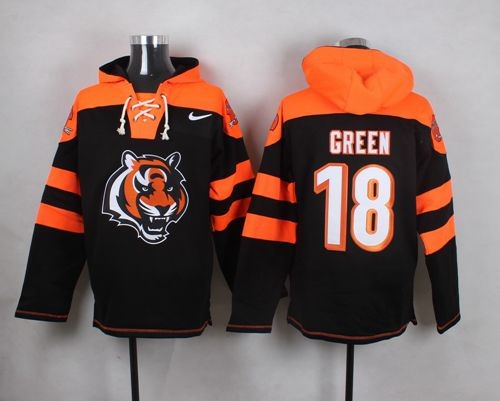 Bengals 18 A.J. Green Black Player Pullover Hoodie