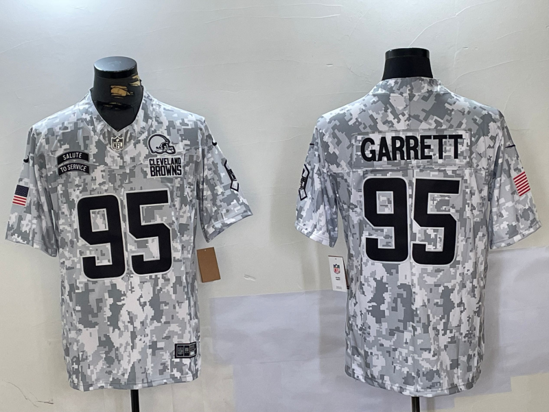 Nike Browns 95 Myles Garrett Arctic Camo 2024 F.U.S.E. Salute to Service Limited Men Jersey (Runs Small)