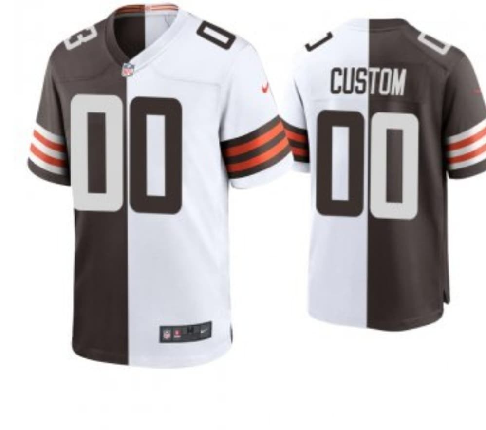 Nike Browns Customized White And Brown Split Vapor Limited Men Jersey