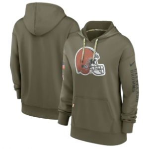 Browns 2022 Olive Salute to Service Therma Performance Pullover Women Hoodie(Run Small)