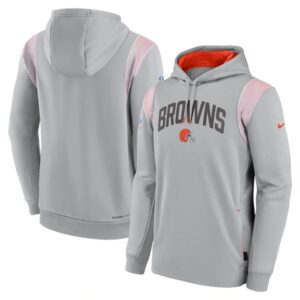 Browns Gray Sideline Stack Performance Pullover Hoodie