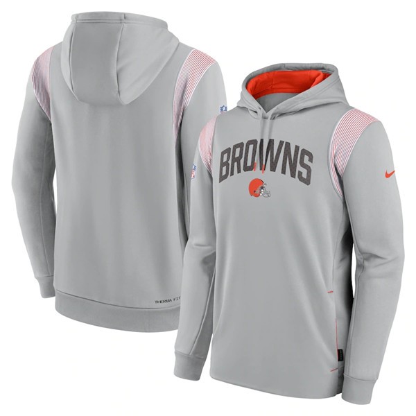 Browns Gray Sideline Stack Performance Pullover Hoodie