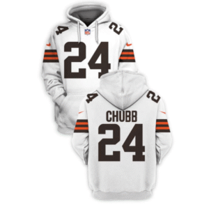 Browns 24 Nick Chubb White 2021 Stitched New Hoodie