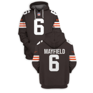 Browns 6 Baker Mayfield New Brown 2021 Stitched New Hoodie