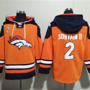 Broncos 2 Pat Surtain II Orange Navy Ageless Must-Have Lace-Up Pullover Hoodie
