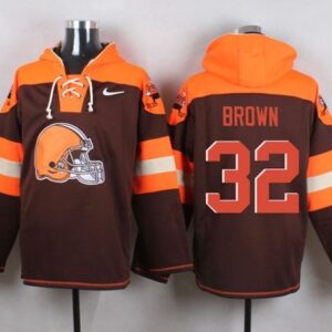 Browns 32 Jim Brown Brown Player Pullover Sweatshirt Hoodie