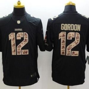 Browns 12 Josh Gordon Black Men Stitched Limited Salute to Service Jersey
