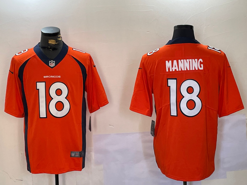Nike Broncos 18 Peyton Manning Orange Vapor Limited Men Jersey