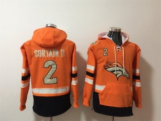 Broncos 2 Patrick Surtain II Orange Ageless Must-Have Lace-Up Pullover Hoodie