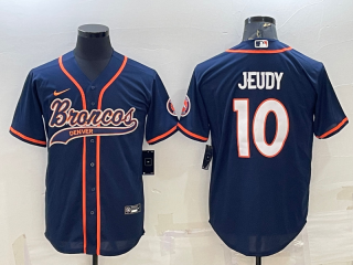 Nike Broncos 10 Jerry Jeudy Navy With Patch Vapor Baseball Limited Men Jersey