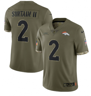 Nike Denver Broncos 2 Pat Surtain II Olive 2022 Salute To Service Limited Men Jersey