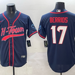 Nike Texans 17 Berrios Navy Baseball Vapor Limited Men Jersey