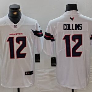 Nike Texans 12 Nico Collins White Vapor Limited Men Jersey