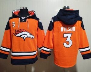 Broncos 3 Russell Wilson Orange Ageless Must-Have Lace-Up Pullover Hoodie