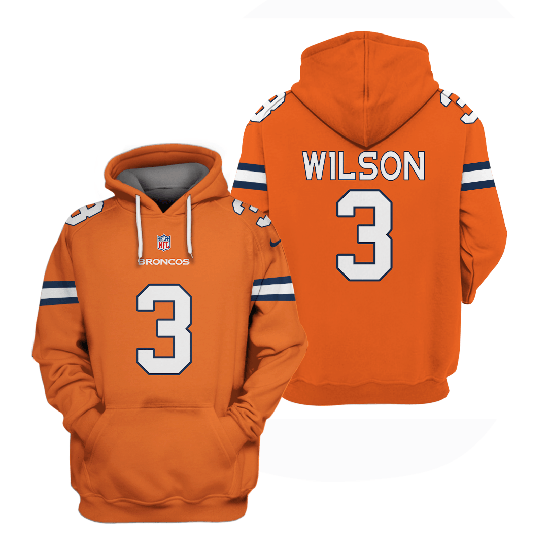 Nike Broncos 3 Russell Wilson Orange Color Rush Hoodie