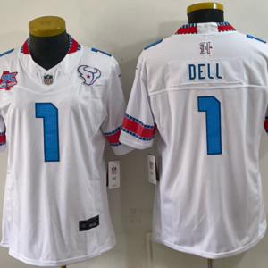 Houston Texans 1 Dell White 2026 Rivalries F.U.S.E. Vapor Limited Women Jersey with 25th Patch