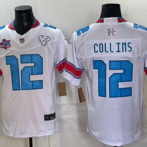 Houston Texans 12 Nico Collins White 2026 Rivalries F.U.S.E. Vapor Limited Men Jersey with 25th Patch