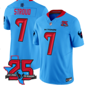 Houston Texans 7 Stroud Blue F.U.S.E. Vapor Limited Men Jersey with 25th Patch