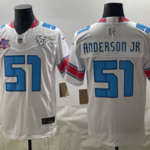Houston Texans 51 Will Anderson Jr. White 2026 Rivalries F.U.S.E. Vapor Limited Men Jersey with 25th Patch