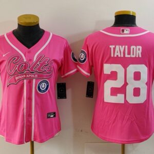 Nike Colts 28 Jonathan Taylor Pink Vapor Baseball Limited Women Jersey