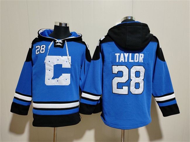 Colts 28 Jonathan Taylor Blue Ageless Must-Have Lace-Up Pullover Hoodie