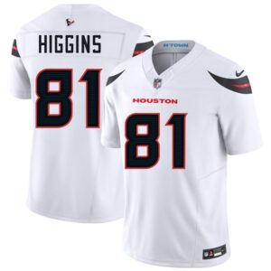 Nike Texans 81 Jayden Higgins White 2025 Draft F.U.S.E. Vapor Limited Men Jersey