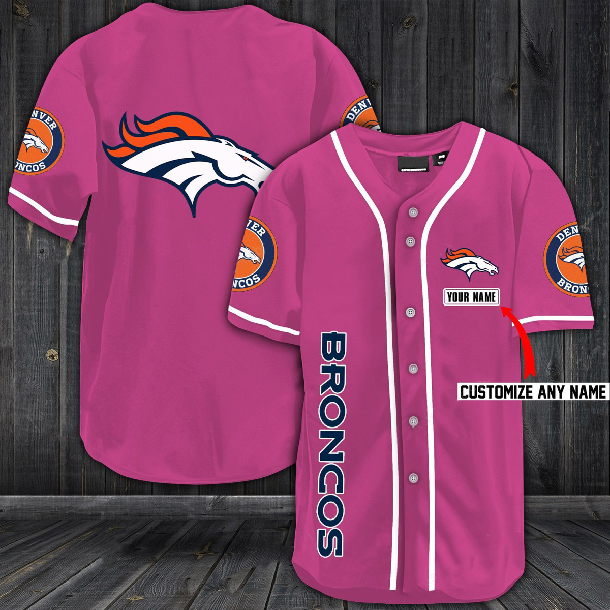 Denver Broncos Baseball Pink Customized Jersey