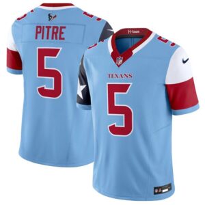 Nike Texans 5 Jalen Pitre Blue 2024 F.U.S.E. V5 Vapor Limited Men Jersey