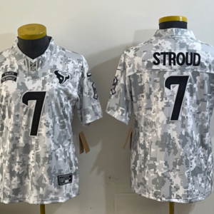 Nike Texans 7 C.J. Stroud Camo 2024 F.U.S.E. Salute to Service Limited Women Jersey (Runs Small)