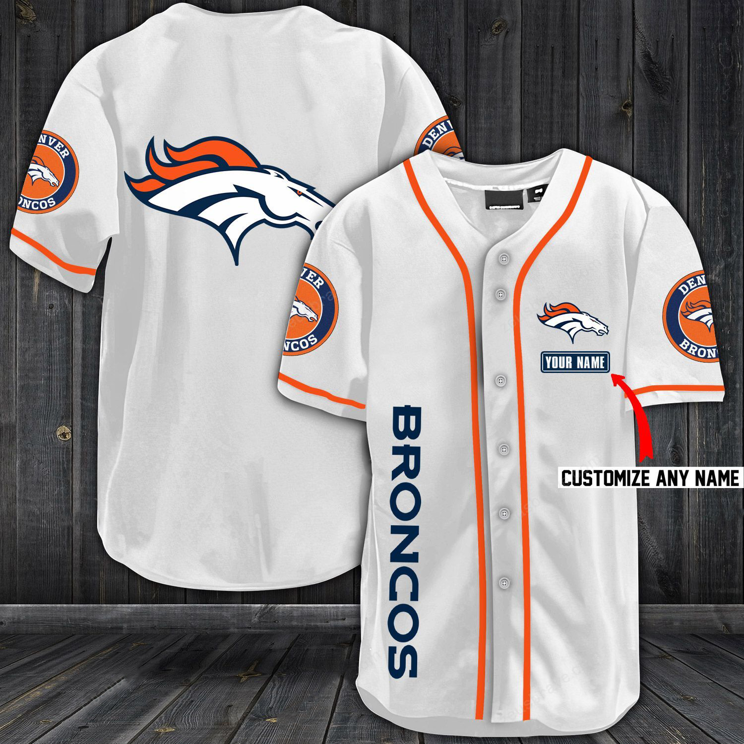 Denver Broncos Baseball White Customized Jersey