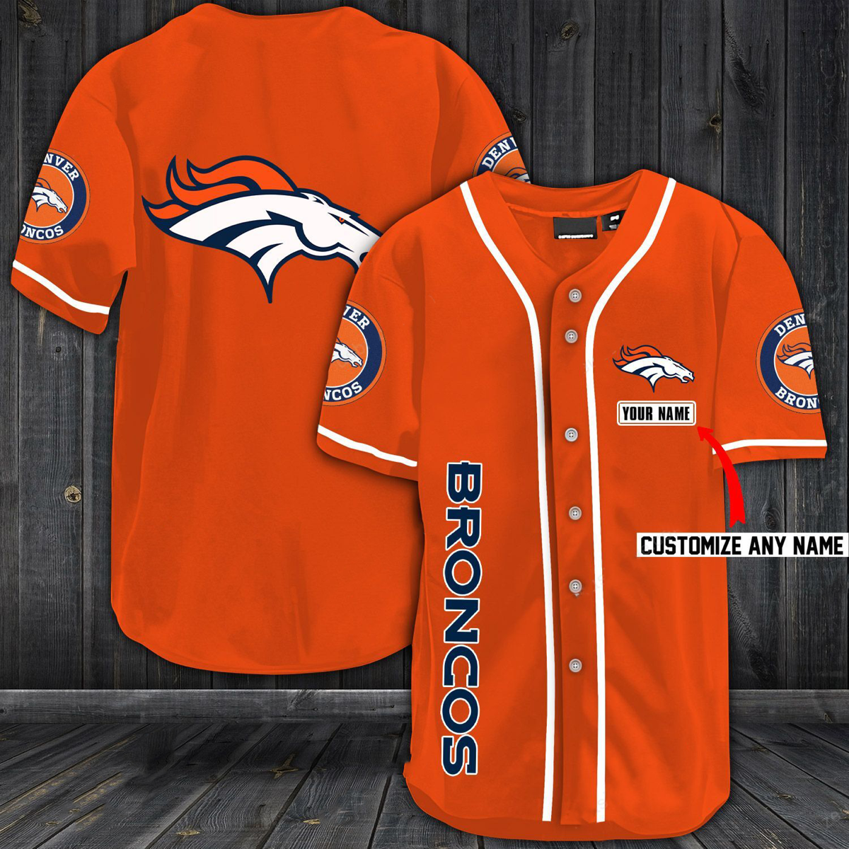 Denver Broncos Baseball Orange Customized Jersey