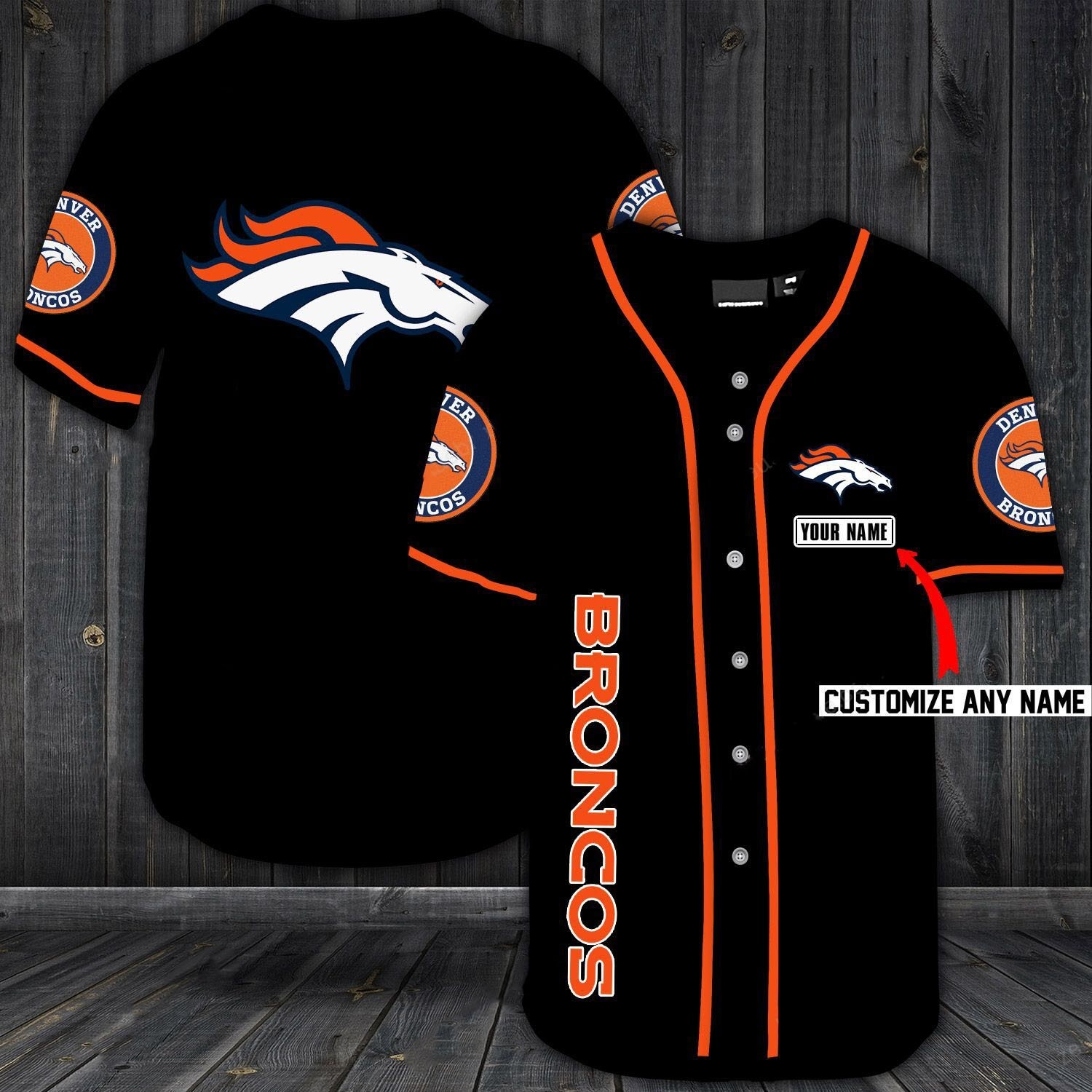 Denver Broncos Baseball Black Customized Jersey