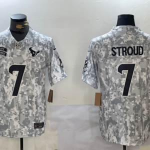 Nike Texans 7 C.J. Stroud Arctic Camo 2024 F.U.S.E. Salute to Service Limited Men Jersey (Runs Small)