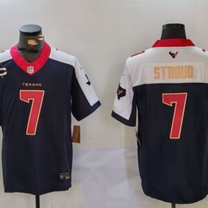 Nike Texans 7 C.J. Stroud Blue Thanksgiving Day F.U.S.E. Vapor Limited Men Jersey