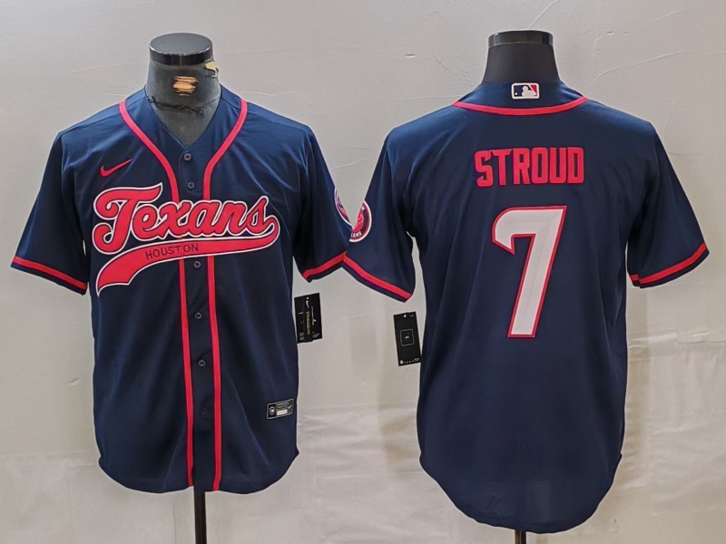 Nike Texans 7 C.J. Stroud Navy Vapor Baseball Limited Men Jersey