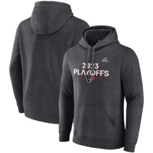 Texans Heather Charcoal 2023 Playoffs Fleece Pullover Hoodie