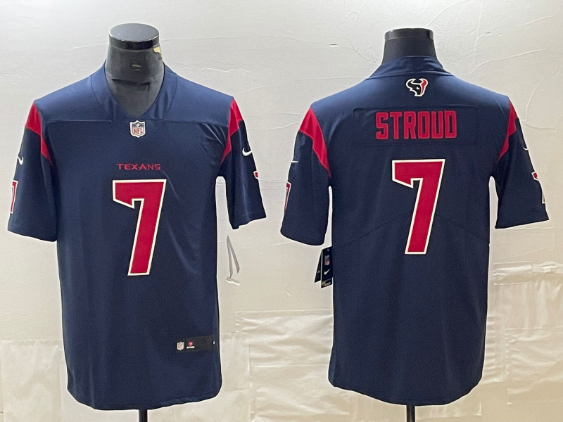 Nike Texans 7 C.J. Stroud Blue Vapor Untouchable Limited Men Jersey