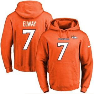 Broncos 7 John Elway Orange Men Pullover Hoodie