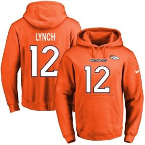 Broncos 12 Paxton Lynch Orange Men Pullover Hoodie