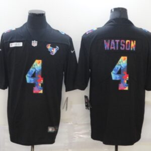 Nike Texans 4 Deshaun Watson Rainbow Black Limited Men Jersey