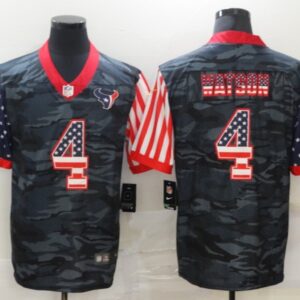 Nike Texans 4 Deshaun Watson 2020 Camo USA Flag Limited Men Jersey