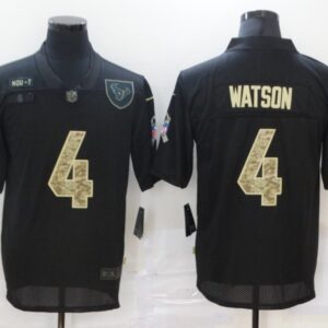 Nike Texans 4 Deshaun Watson 2020 Black Camo Salute To Service Limited Men Jersey