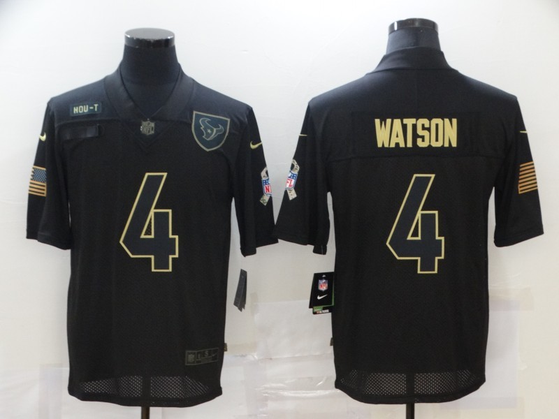 Nike Texans 4 Deshaun Watson 2020 Black Salute To Service Limited Men Jersey
