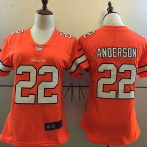 Broncos 22 C.J. Anderson Orange Color Rush Women Jersey