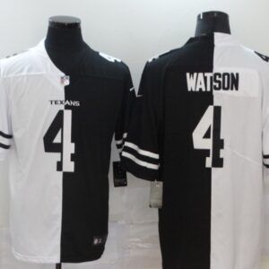 Nike Texans 4 Deshaun Watson Black And White Split Vapor Limited Men Jersey