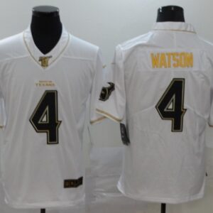 Nike Texans 4 Deshaun Watson White Gold Untouchable Limited Men Jersey