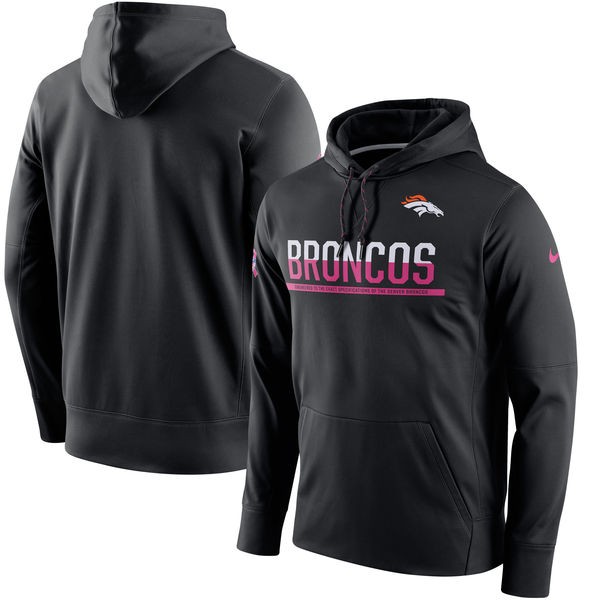 Broncos Breast Cancer Awareness Circuit Performance Black Pullover Hoodie